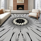 Monochromatic Radial Sunburst Bloom Rug