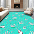 Teal Underwater Coral Fish Swirl Rug