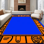 Bold Orange Abstract Hieroglyphic Frame Rug