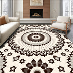 Brown Floral Sunburst Mandala Rug