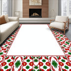 Crimson Green Floral Ethnic Border Rug