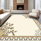 Cream and Gold Leaf Border Rug
