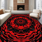 Fiery Red Abstract Kaleidoscope Rug