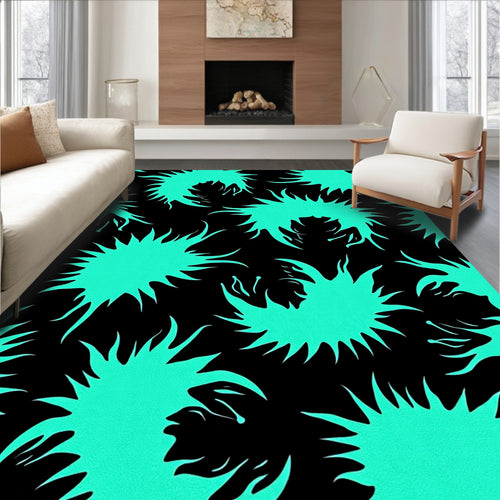 Aqua Splatter Abstract Contemporary Rug
