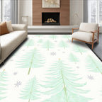 Holiday Green Pine Trees Snowflake Rug
