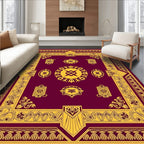 Rich Burgundy Gold Medallion Border Rug