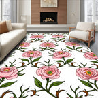 Pink Rose Vine Garden Rug