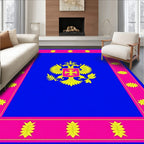 Royal Blue Golden Double Eagle Medallion Rug