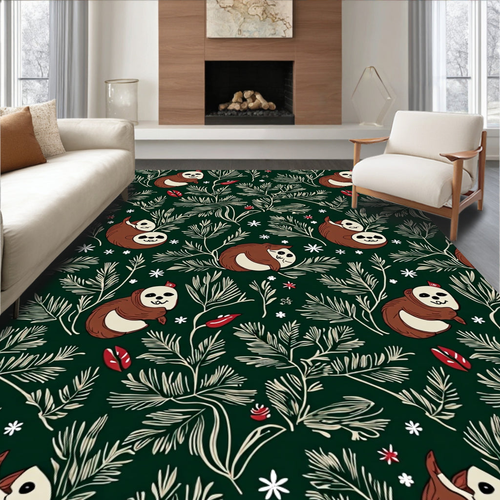 Whimsical Sloth Woodland Meadow Rug