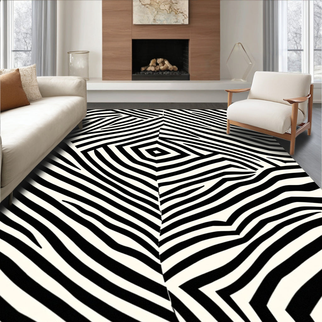 Bold Black White Organic Zebra Rug
