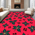 Vibrant Red Leafy Garden Scatter Rug
