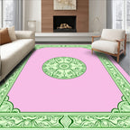 Pink Emerald Medallion Border Rug