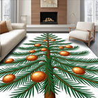Green Fir Tree with Copper Ornaments Rug