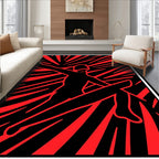 Bold Red Surfer Rushing Wave Rug