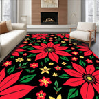 Bold Red Yellow Floral Garden Rug