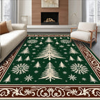 Forest Green Snowy Christmas Trees Rug