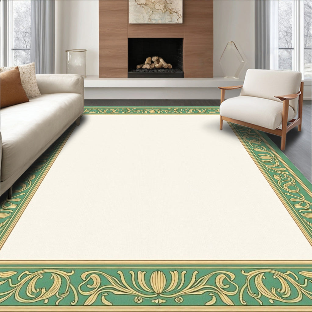 Green Gold Botanical Border Rug