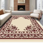 Deep Red Ornate Bloom Corner Accent Rug