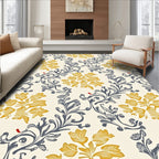 Golden Yellow Floral Scroll Work Rug