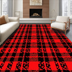 Bold Red Checked Patchwork Rug