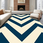 Navy Cream Chevron Stripes Rug