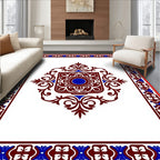 Rich Maroon Blue Medallion Border Rug