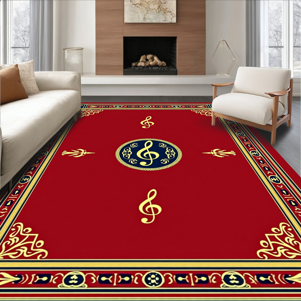 Crimson Gold Treble Clef Orchestra Rug