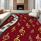 Crimson Treble Clef Piano Keys Rug