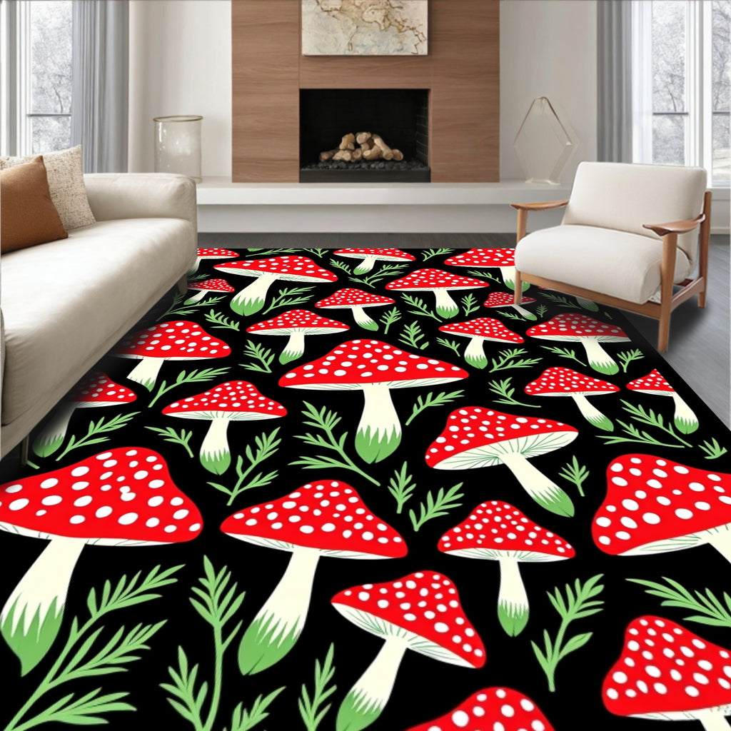 Red White Fly Agaric Mushroom Garden Rug