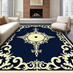 Cream Laurel Navy Medallion Rug