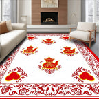 Red Teapot Medallion Border Rug