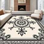 Monochromatic Floral Scroll Medallion Rug