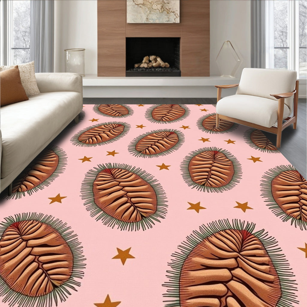 Pink Starburst Laurel Motif Rug