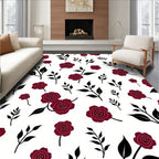 Deep Red Rose Branch Scatter Rug