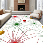 Festive Red Green Gold Ornament Burst Rug