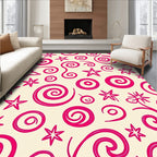 Vibrant Fuchsia Swirl And Star Rug