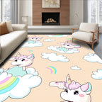 Whimsical Unicorn Rainbow Clouds Rug