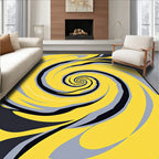 Vibrant Yellow Gray Swirl Abstraction Rug