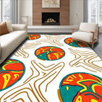 Abstract Crimson Turquoise Starburst Rug