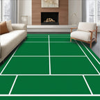 Green White Line Court Rug