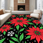 Crimson Floral Snowflakes Mandala Rug