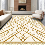 Ornate Gold Diamond Geometric Rug
