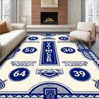 Navy Blue Art Deco Geometric Vignette Rug