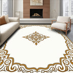 Ornate Golden Scrollwork Accent Rug
