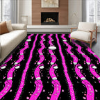 Pink Wavy Black Star Ornament Rug