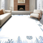 Winter Forest Snowflakes Blue Tone Rug