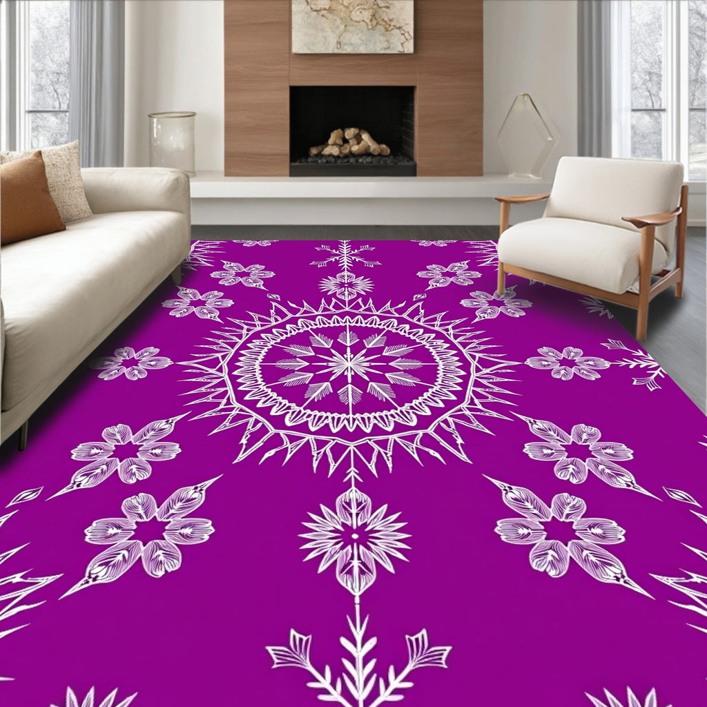 Violet Mandala Snowflake Starburst Rug