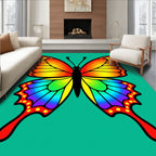 Vibrant Rainbow Butterfly Garden Rug