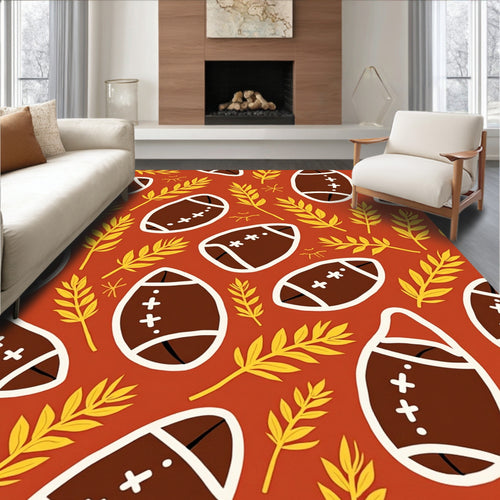 Autumn Football Leaves Rug