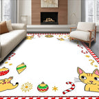 Festive Whimsical Cat Holiday Ornament Rug